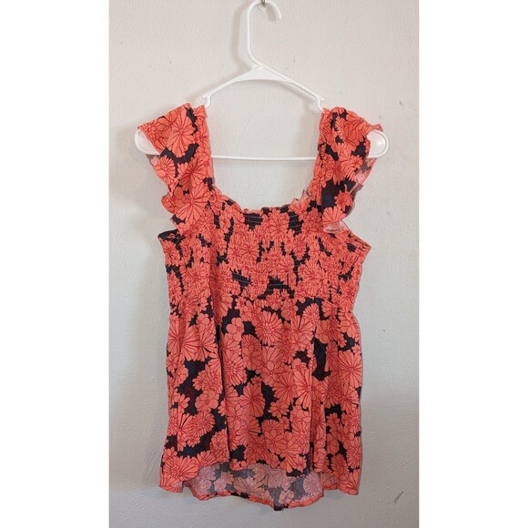 Women's Isabel Maternity Ruffle Smocked Maternity Tank Top Pink Floral - Picture 4 of 8